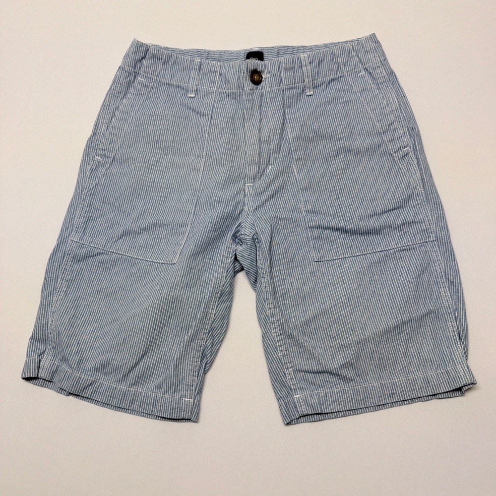 Gap Mens Blue White Hickory Stripe Utility Carpenter Shorts Size 29